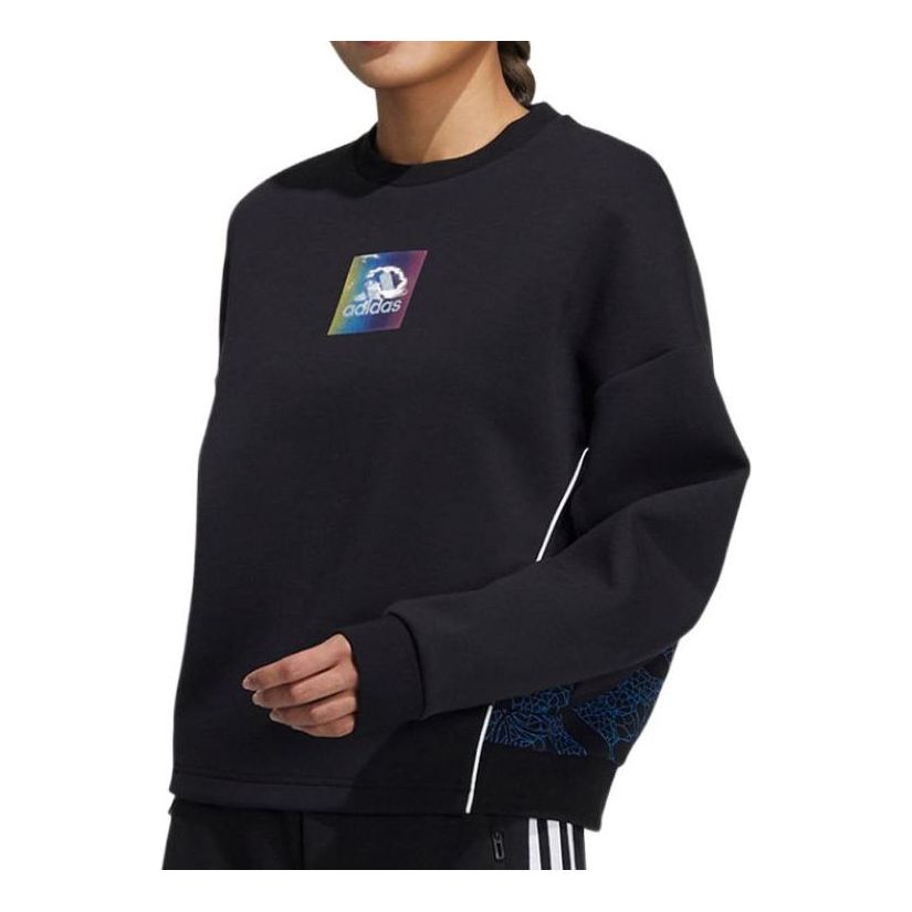 (WMNS) adidas Crew Sweatshirt Asia Sizing 'Black Blue' HE2917
