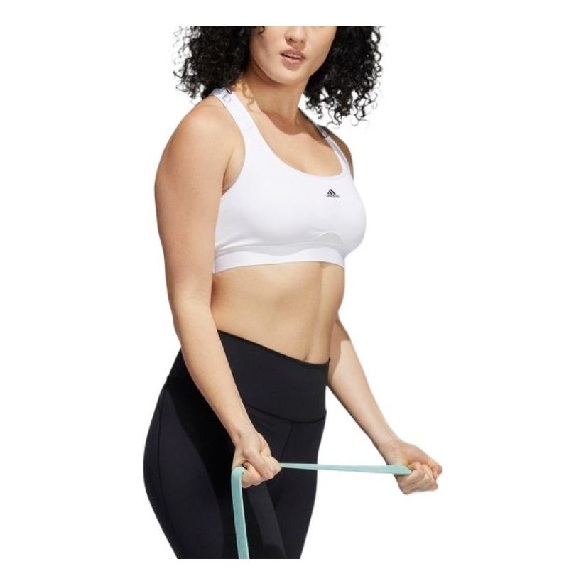 (WMNS) adidas Powerreact Training Medium Support Bra Asia Sizing 'White Black' HC7849