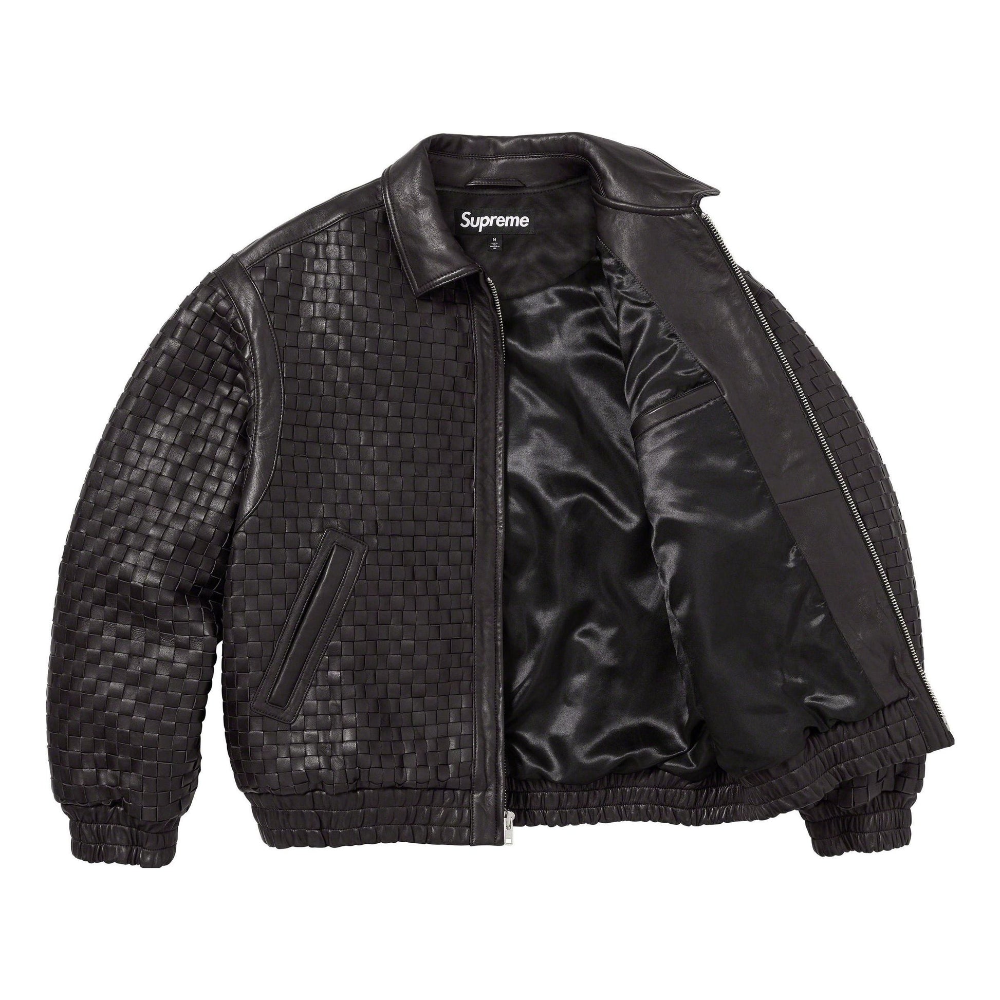 Supreme Woven Leather Varsity Jacket 'Black' SUP-FW23-054