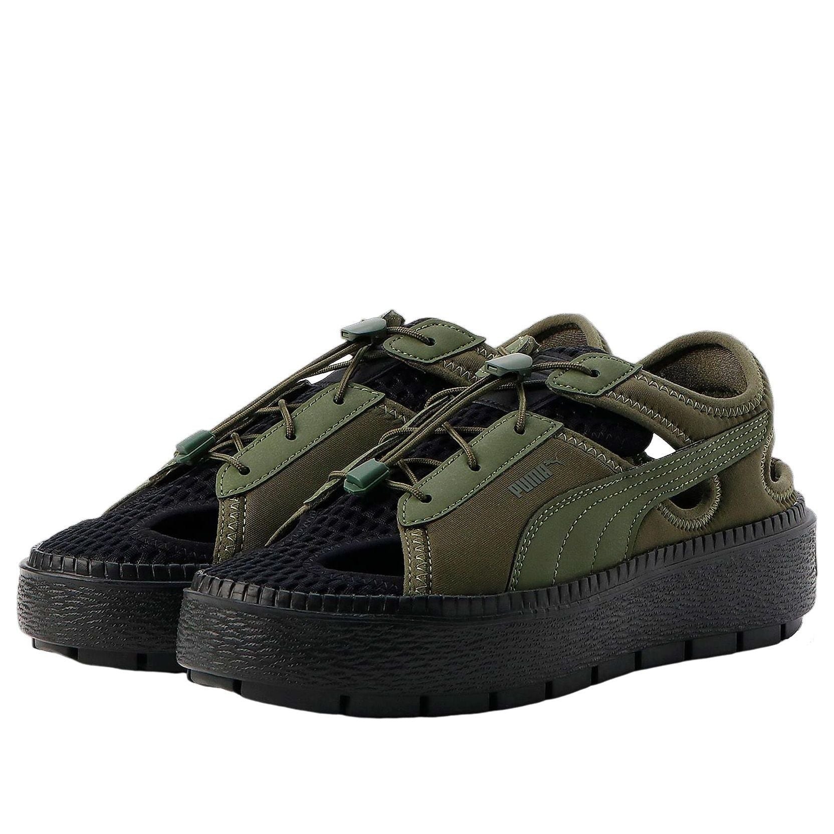 (WMNS) PUMA Platform Trace Light Mule 'Green Black' 382872-09