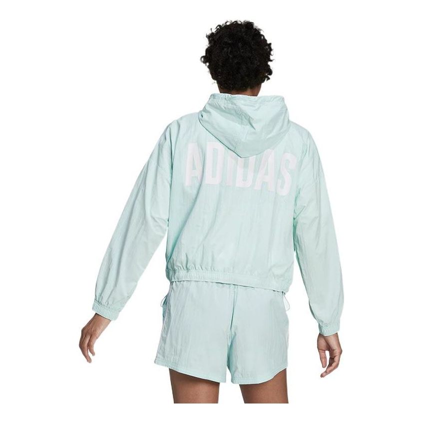 (WMNS) adidas Essentials Repeat Logo Loose Fit Windbreaker Asia Sizing 'Blue' HC9158