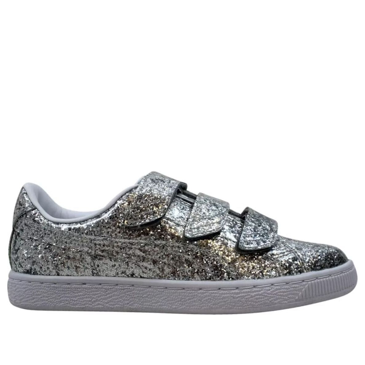 (WMNS) PUMA Basket Strap Glitter 'Silver' 364070-01