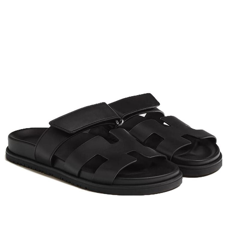 (WMNS) HERMES Chypre Sandals 'Black Calfskin' H222100Z-02
