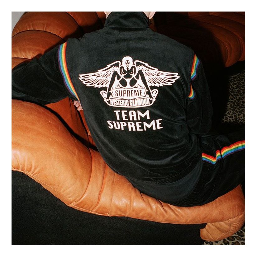 Supreme x HYSTERIC GLAMOUR Velour Track Jacket 'Black White' SUP-SS21-543