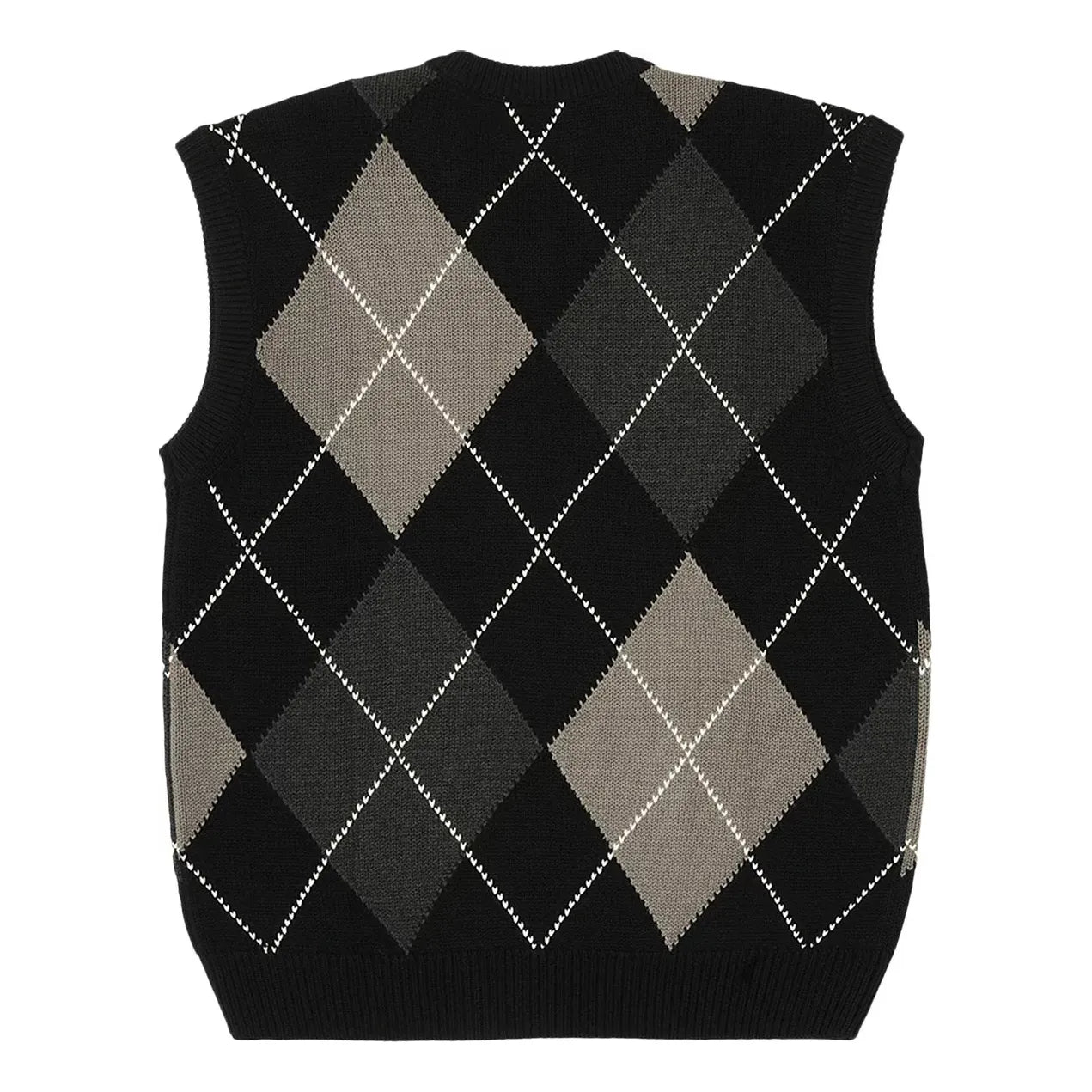 Palace Argyle Knit Vest 'Black Grey' P25KW025