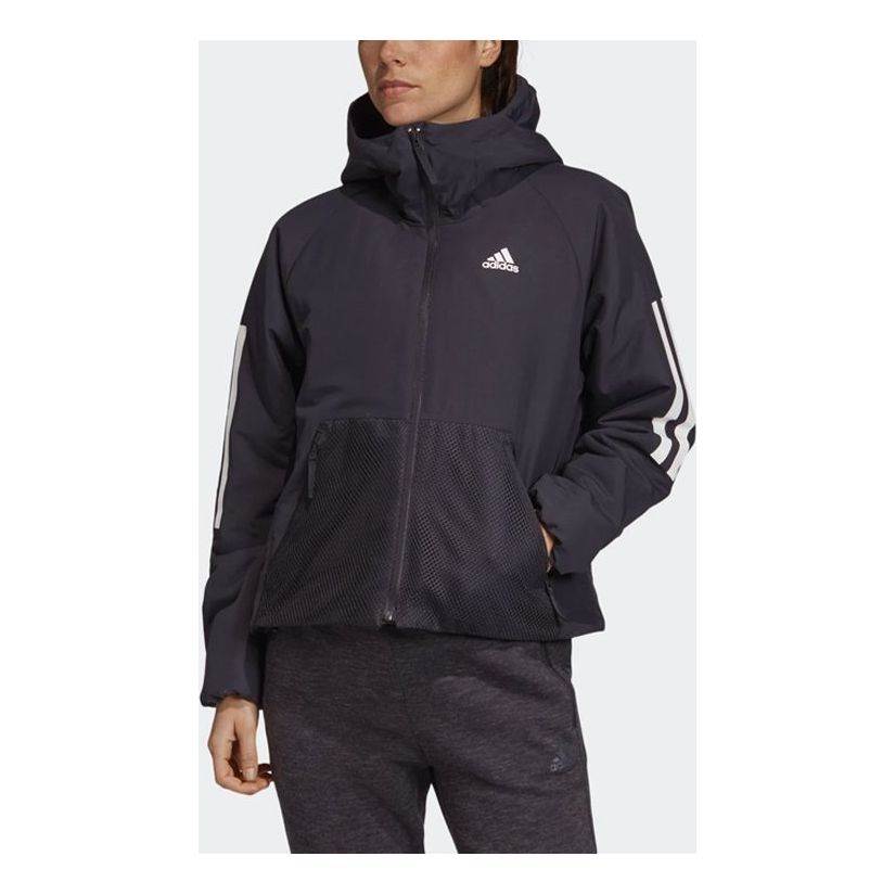 (WMNS) adidas BTS 3-Stripes Hooded Winter Jacket Asia Sizing 'Black' DZ1518