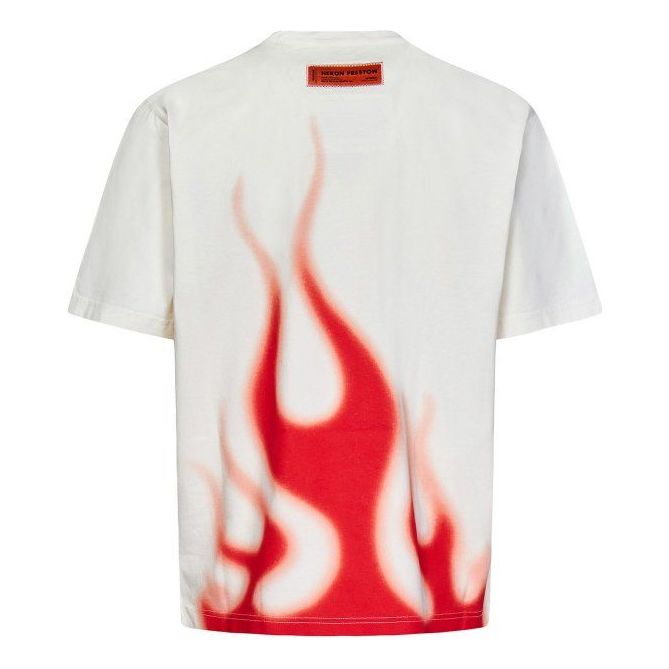 HERON PRESTON SS23 Heron Law Flames T-shirt 'White Red' HMAA032S23JER0070125