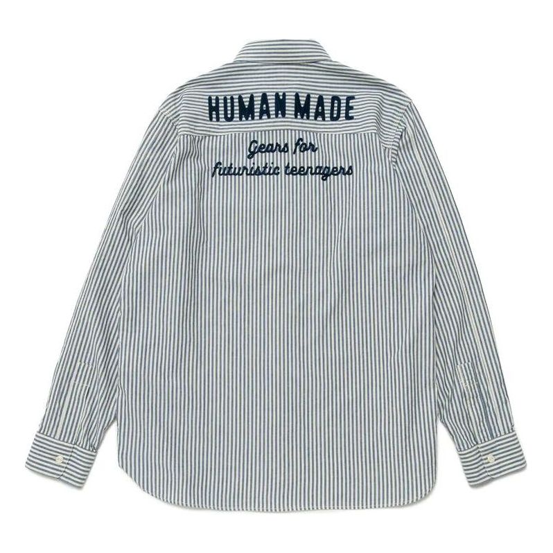 HUMAN MADE Striped Work Longsleeve Shirt 'Blue Stripe' HM25SH001