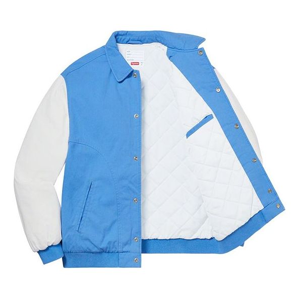 Supreme Twill Varsity Jacket 'Blue White' SUP-SS20-615