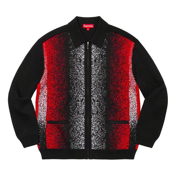 Supreme Gradient Stripe Zip Up Cardigan 'Black Red' SUP-SS22-123