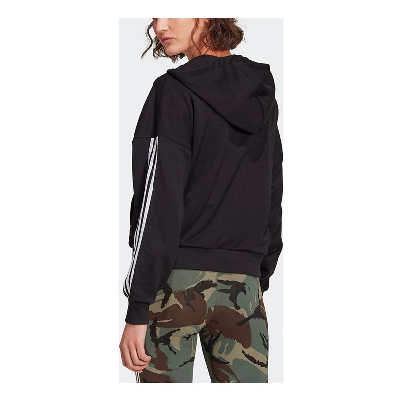 (WMNS) adidas Essentials Cut 3-Stripes Full-Zip Hoodie Asia Sizing 'Black White' GL1462
