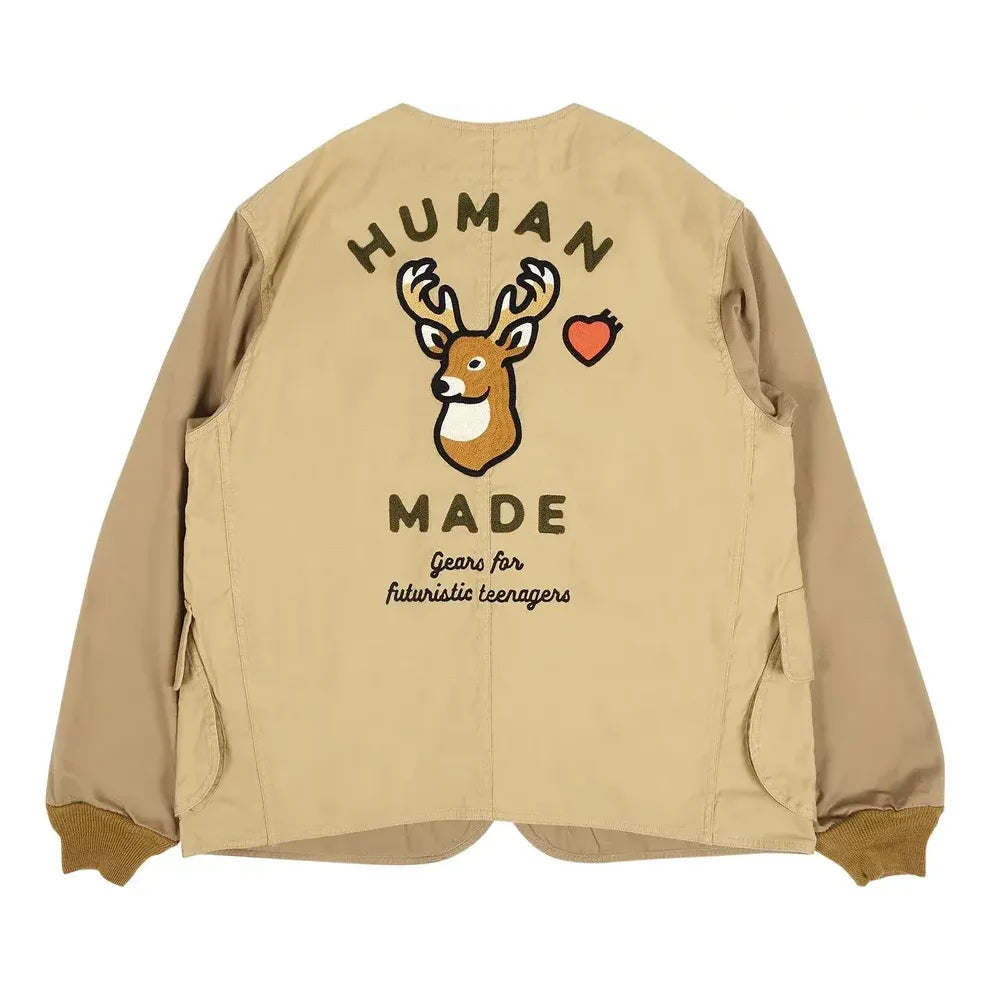 HUMAN MADE Collarless Hunting Jacket 'Beige' HM25JK014