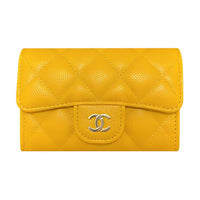 CHANEL Calfskin Card Holder Women's Yellow