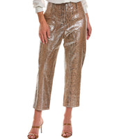 Brunello Cucinelli Snakeskin-Print Leather Trousers