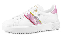 LOUIS VUITTON Time Out Graphic Striped Leather Pink White Women's
