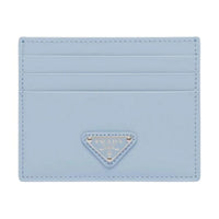 PRADA Leather Card Holder Women's Light Blue