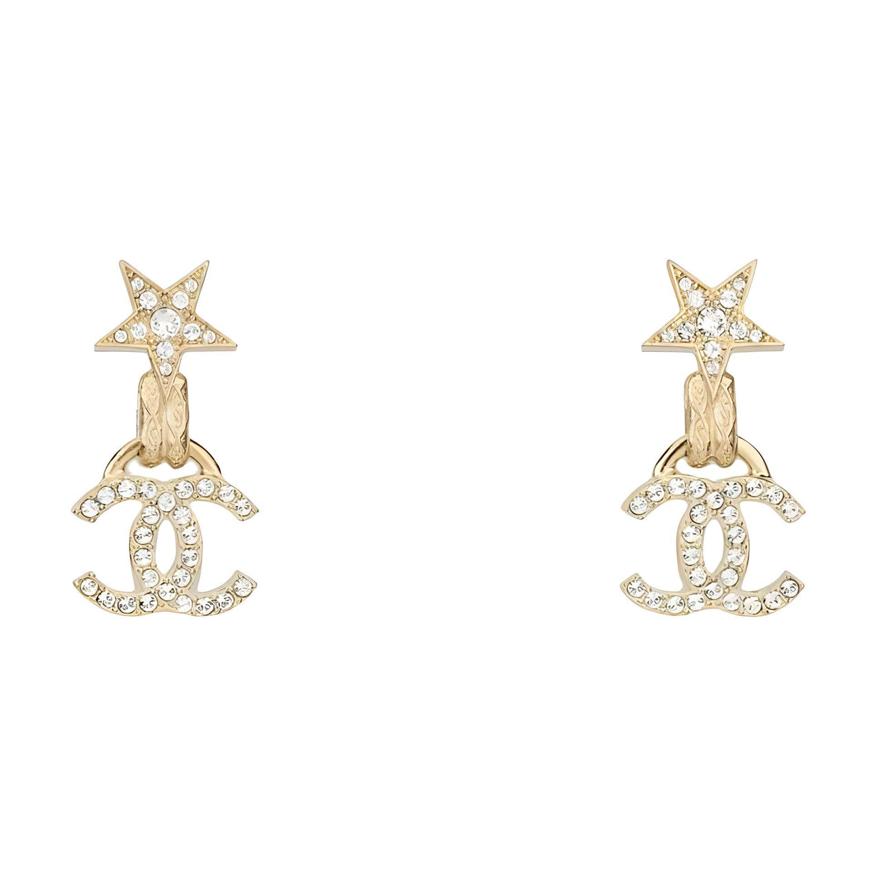 CHANEL Crystal Earrings Women's Gold