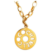 CHANEL 1990 Cut out Logo Pendant Necklace