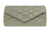 SAINT LAURENT Sheepskin Envelope Bag Clutches Women's Green Gray