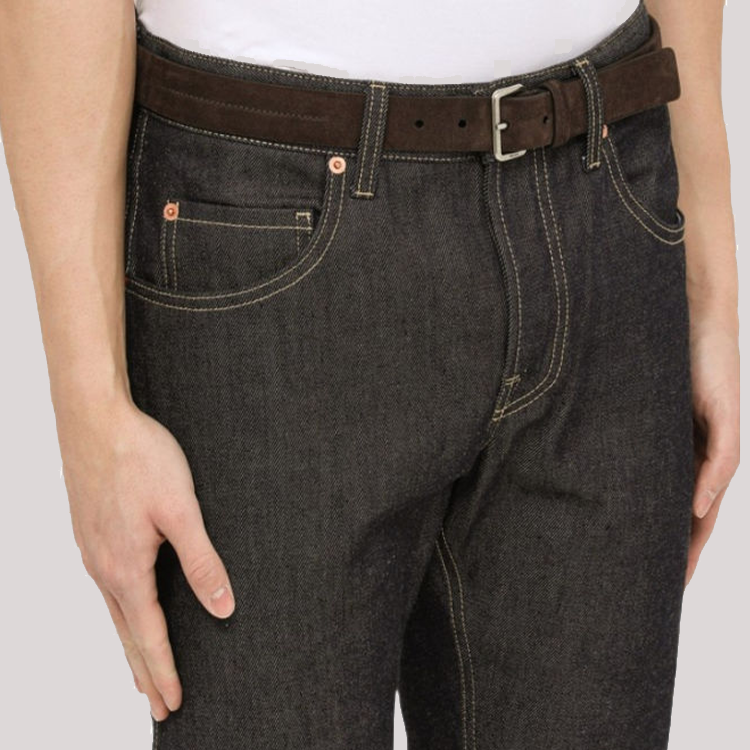 PRADA Badge Carving, Pin Buckle Leather Belts Men's Brown