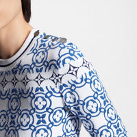 LOUIS VUITTON Monogram Flower Tile Jacquard Cropped Pullover