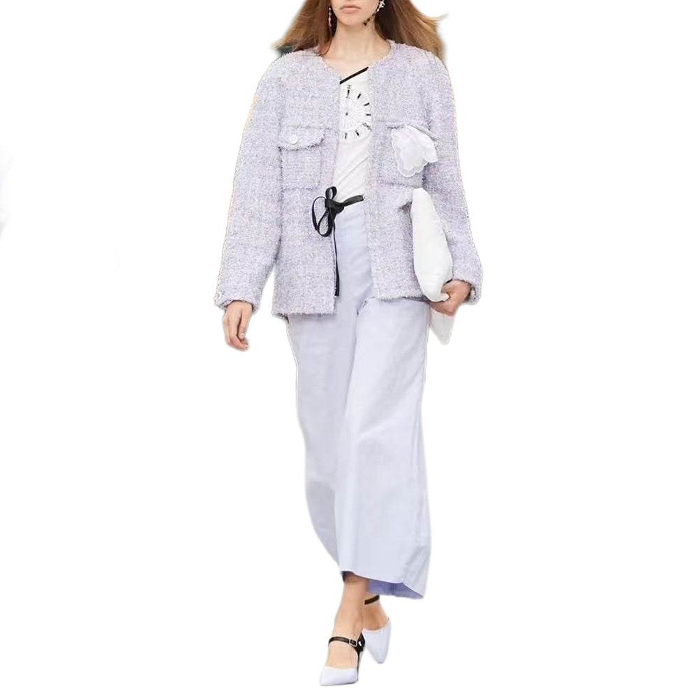 CHANEL Jackets Coats Women's Purple