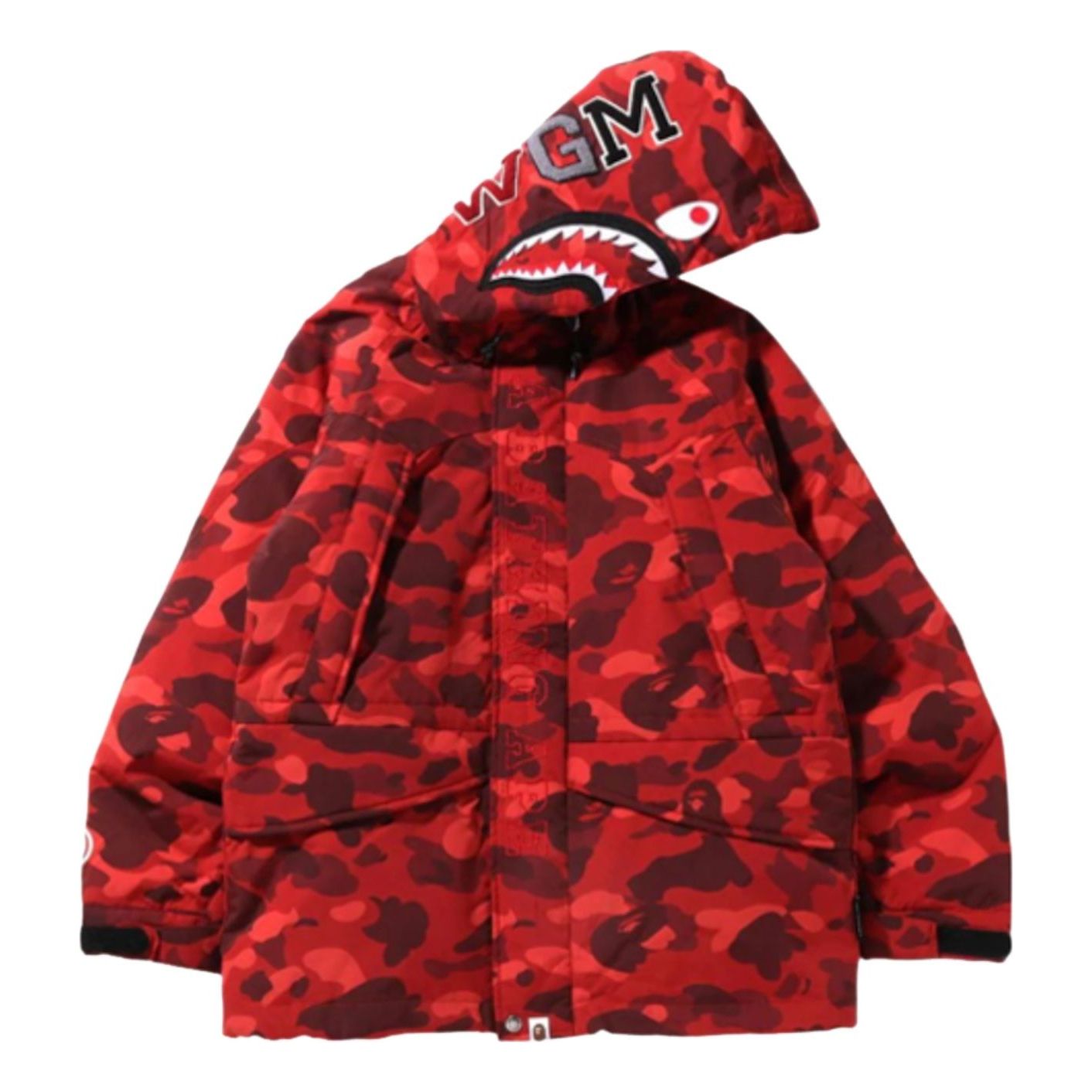 A Bathing Ape Color Camo Shark SnowBoard Down Jacket 'Red' 1I30-144-002-RED