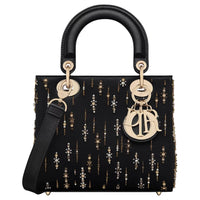 DIOR Lady Dior Fabric Shoulder Bag, Crossbody Bag, Handbag Small Size Women's Black