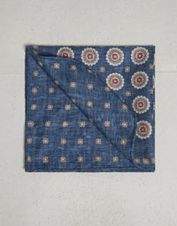 Brunello Cucinelli Flower-Print Denim Scarf