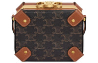 CELINE Triomphe Canvas-paneled Calfskin Trim Crossbody Bag Shoulder Bag Women's