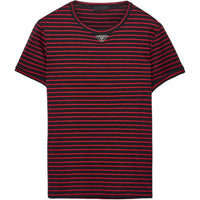PRADA Triangle Logo Striped Crewneck T-Shirt
