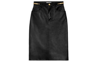 CELINE Leather Short Skirts Women's Black