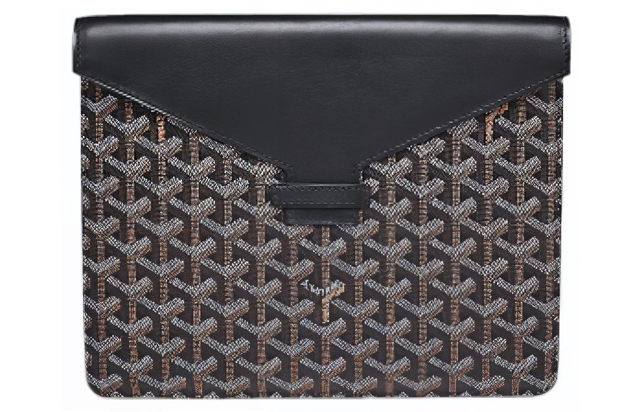 GOYARD Camondo 2 Canvas With Calfskin Tablet Envelope Bag, Commute Bag, Briefcase, Clutch Unisex Black