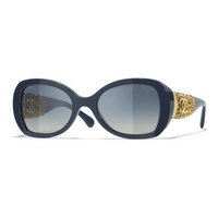 CHANEL Resin Metal Butterfly Sunglasses Unisex Blue