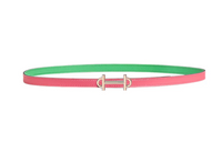 HERMES Leather Belts Women's Azalea Pink/Comic Green