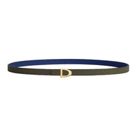 HERMES Calfskin Leather Belts Women's Blue Green Width 1.3cm