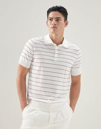 Brunello Cucinelli Striped Short-Sleeved Polo Shirt