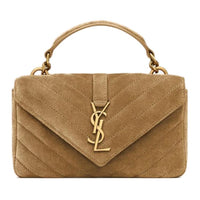 SAINT LAURENT College Split Cow Leather One Shoulder Handbag Mini Women's Golden Leaf