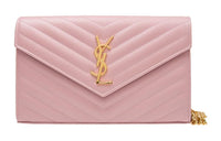 SAINT LAURENT Cow Leather Chain Wallet Envelope Bag Shoulder Bag Crossbody Bag Medium Size Women's Pink