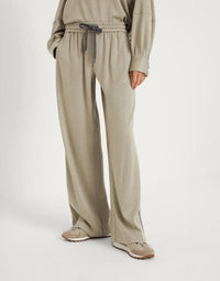 Brunello Cucinelli Cotton-Silk Wide-Leg Track Pants