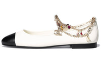 CHANEL Casual Single Shoes Women's Black White Gold