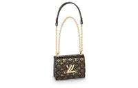 LOUIS VUITTON Twist Python Skin Shoulder Bag, Crossbody Bag Small Size Women's Brown