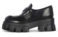 PRADA Brushed Leather Monolith Loafers 'Black' Women's