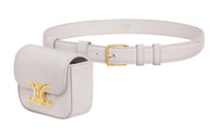 CELINE Triomphe Shiny Cow Leather Belt Fanny Pack Mini Women's Chalk White