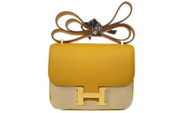 HERMES Constance Epsom Leather Handheld Shoulder Bag Crossbody Bag Mini Women's 9D Amber Yellow