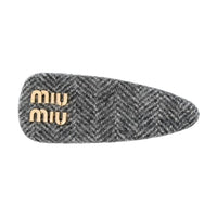 MIU MIU Calfskin Hair Clips Women's Black