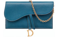 DIOR Saddle Goatskin Saddle Bag Wallet Shoulder Bag Crossbody Bag Women's Steel Blue