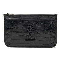 SAINT LAURENT Leather Clutch Women's Black