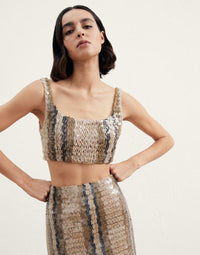Brunello Cucinelli Sequin Striped Crop Top
