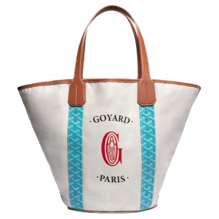 GOYARD Belharra Cotton Cow Leather Tote One Shoulder Handbag Women's Turquoise